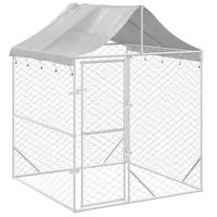 Outdoor Dog Kennel with Roof Silver 2x2x2.5 m Galvanised Steel