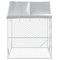 Outdoor Dog Kennel with Roof Silver 2x2x2.5 m Galvanised Steel