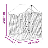 Outdoor Dog Kennel with Roof Silver 2x2x2.5 m Galvanised Steel