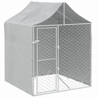 Outdoor Dog Kennel with Roof Silver 2x2x2.5 m Galvanised Steel