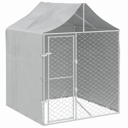 Outdoor Dog Kennel with Roof Silver 2x2x2.5 m Galvanised Steel