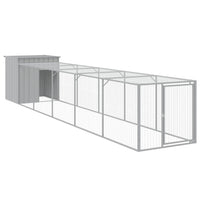 Chicken Cage with Run Light Grey 110x609x110 cm Galvanised Steel