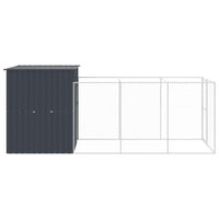 Dog House with Run Anthracite 165x455x181 cm Galvanised Steel