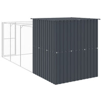 Dog House with Run Anthracite 165x455x181 cm Galvanised Steel