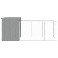 Dog House with Run Light Grey 165x455x181 cm Galvanised Steel