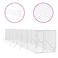 Outdoor Dog Kennel Silver 2x14x2 m Galvanised Steel