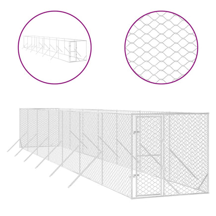 Outdoor Dog Kennel Silver 2x14x2 m Galvanised Steel