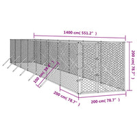 Outdoor Dog Kennel Silver 2x14x2 m Galvanised Steel