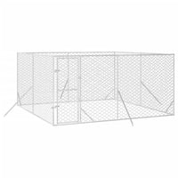 Outdoor Dog Kennel Silver 4x4x2 m Galvanised Steel