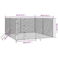 Outdoor Dog Kennel Silver 4x4x2 m Galvanised Steel