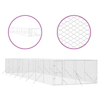 Outdoor Dog Kennel Silver 4x16x2 m Galvanised Steel