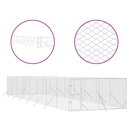 Outdoor Dog Kennel Silver 4x16x2 m Galvanised Steel