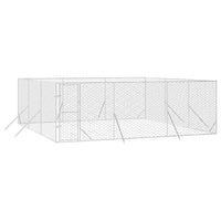 Outdoor Dog Kennel Silver 6x6x2 m Galvanised Steel