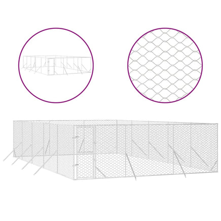 Outdoor Dog Kennel Silver 6x10x2 m Galvanised Steel