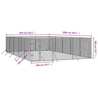 Outdoor Dog Kennel Silver 6x10x2 m Galvanised Steel