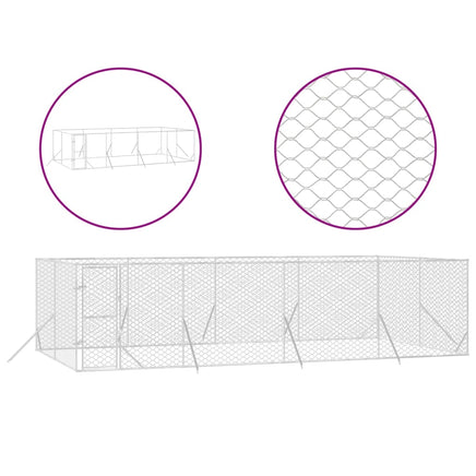 Outdoor Dog Kennel Silver 8x4x2 m Galvanised Steel