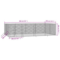 Outdoor Dog Kennel Silver 8x4x2 m Galvanised Steel