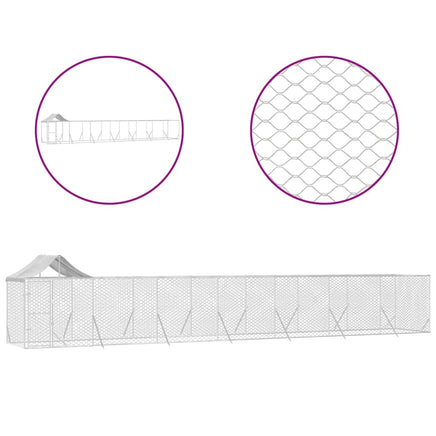 Outdoor Dog Kennel with Roof Silver 14x2x2.5 m Galvanised Steel