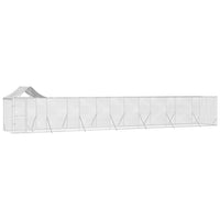 Outdoor Dog Kennel with Roof Silver 14x2x2.5 m Galvanised Steel