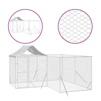 Outdoor Dog Kennel with Roof Silver 4x4x2.5 m Galvanised Steel