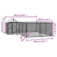 Outdoor Dog Kennel with Roof Silver 6x6x2.5 m Galvanised Steel