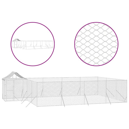 Outdoor Dog Kennel with Roof Silver 10x6x2.5 m Galvanised Steel