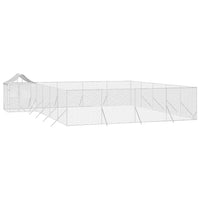 Outdoor Dog Kennel with Roof Silver 10x8x2.5 m Galvanised Steel
