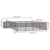 Outdoor Dog Kennel with Roof Silver 10x8x2.5 m Galvanised Steel