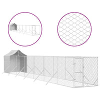 Outdoor Dog Kennel with Roof Silver 2x14x2.5 m Galvanised Steel