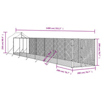 Outdoor Dog Kennel with Roof Silver 2x14x2.5 m Galvanised Steel