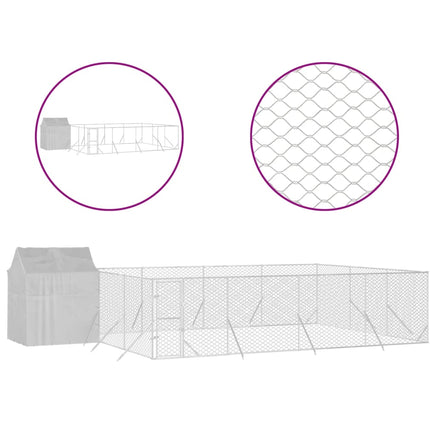 Outdoor Dog Kennel with Roof Silver 10x6x2.5 m Galvanised Steel