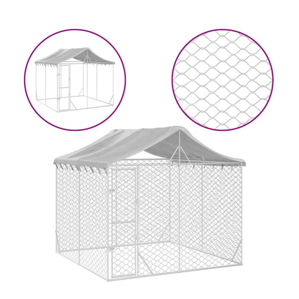 Outdoor Dog Kennel with Roof Silver 3x3x2.5 m Galvanised Steel