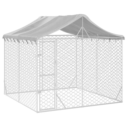 Outdoor Dog Kennel with Roof Silver 3x3x2.5 m Galvanised Steel