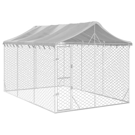 Outdoor Dog Kennel with Roof Silver 3x4.5x2.5 m Galvanised Steel