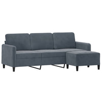 3-Seater Sofa with Footstool Dark Grey 180 cm Velvet