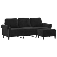 3-Seater Sofa with Footstool Black 180 cm Velvet