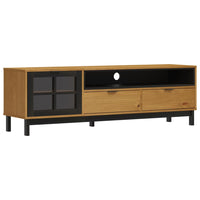 TV Cabinet with Glass Door FLAM 158x40x50 cm Solid Wood Pine