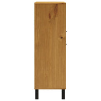 Highboard with Glass Door FLAM 92x40x122.5 cm Solid Wood Pine