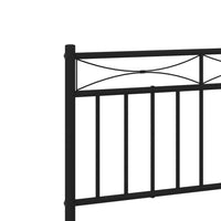 Metal Bed Frame with Headboard and Footboard Black 90x190 cm