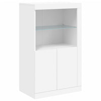 Side Cabinet with LED Lights White Engineered Wood