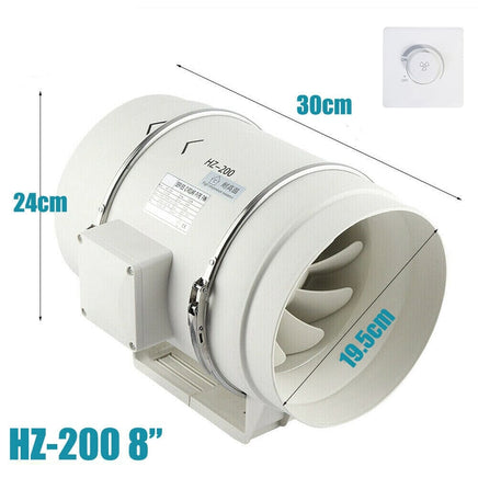 8inch Extractor Fan Duct Hydroponic Inline Exhaust Vent Industrial Kings Warehouse 