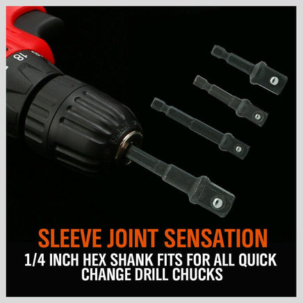 8Pc Drill Socket Adapter Set Impact Nut Driver Hex Extension Bits 1/4" 3/8" 1/2" Kings Warehouse 