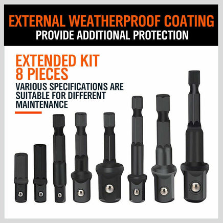 8Pc Drill Socket Adapter Set Impact Nut Driver Hex Extension Bits 1/4" 3/8" 1/2" Kings Warehouse 