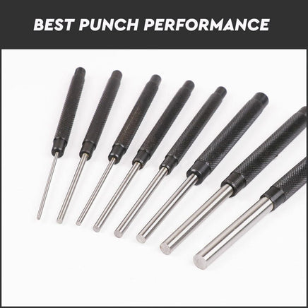 8Pc Heavy Duty Long Pin Punch Set 2.4 to 10mm Drift Roll Nail Steel Flat End New Kings Warehouse 