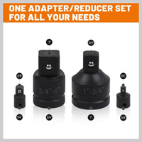 8Pc Impact Socket Reducer Set Heavy Duty Adaptor For Ratchet Wrench With Case Kings Warehouse 