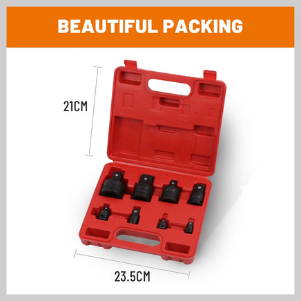 8Pc Impact Socket Reducer Set Heavy Duty Adaptor For Ratchet Wrench With Case Kings Warehouse 