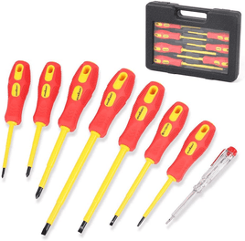 8Pc Insulated Screwdriver Set Magnetic Slotted Phillips Electricians With Case Kings Warehouse 