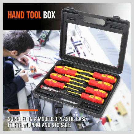 8Pc Insulated Screwdriver Set Magnetic Slotted Phillips Electricians With Case Kings Warehouse 