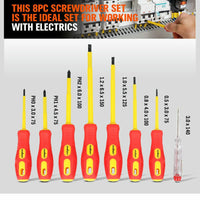 8Pc Insulated Screwdriver Set Magnetic Slotted Phillips Electricians With Case Kings Warehouse 