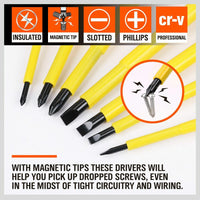 8Pc Insulated Screwdriver Set Magnetic Slotted Phillips Electricians With Case Kings Warehouse 